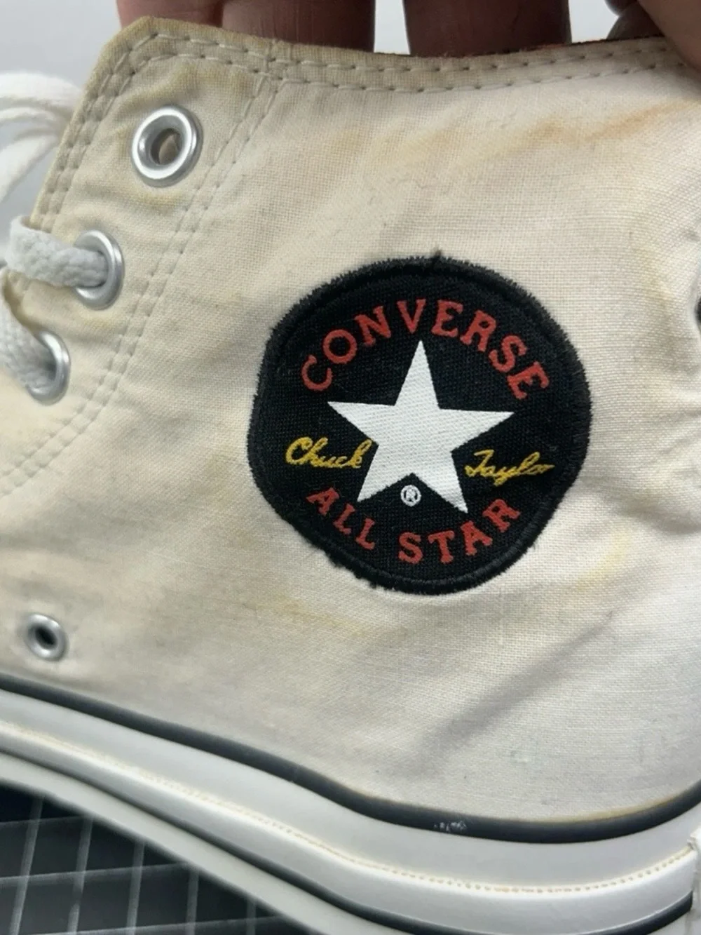 Grateful Dead Converse High Top Sneakers in Cream with Black Accents